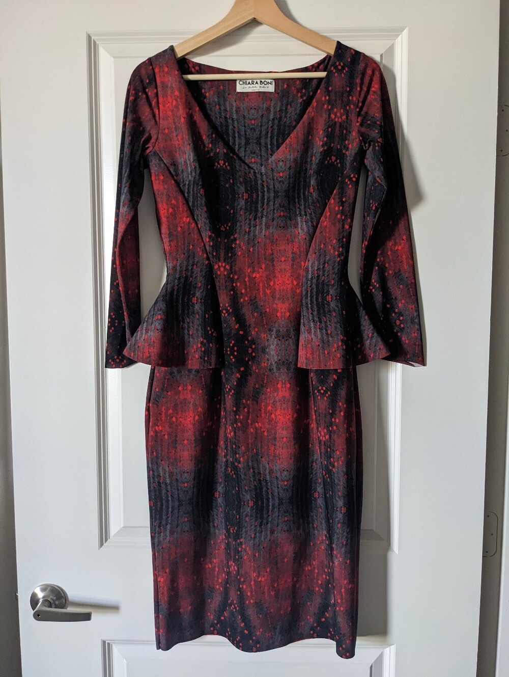 Chiara Boni Midi Peplum Dress, Sz 44